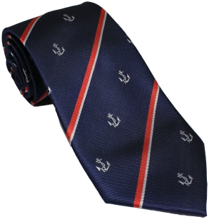 Royal Navy Anchor and Stripes Regimental Silk Tie Royal Navy Anchor and Stripes Regimental Silk Tie
